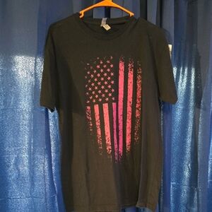 Next Level Apparel Black Tee with Pink Flag Accent